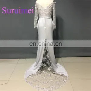 Long Sleeves Prom Dresses With Appliques 2017 Real Photos New Arrival thumbnail-2