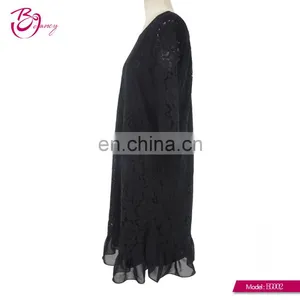 2017 Latest Korea Style Black Color Elegant Lace Three Quarter Sleeve Party Dress Evening Wear thumbnail-2