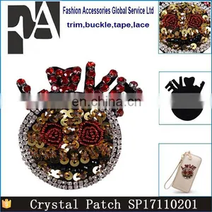 Hot Sale Beading Sequin Rhinestones Love Smaile Face Patches Badges For Clothing/Bag thumbnail-1