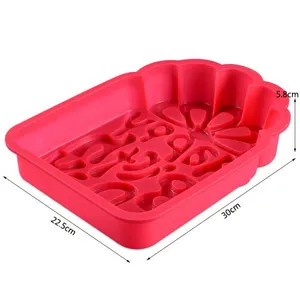 Free Sample Food Grade Heat Resistant Nontoxic Silicone Cake Mold Baking Mousse Pudding Mold Tool Happy Birthday thumbnail-4