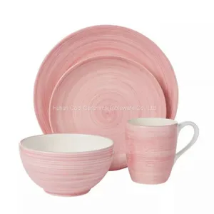Wholesale High Quality Dinnerware Japanese Porcelain Dishes Blue Rim Stripe Ceramic Steak Plate thumbnail-2