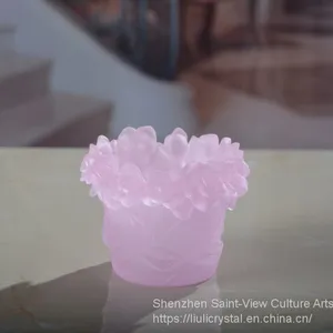 Crystal Glass Rose Flower Votive Tealight Candle Holder For Baby Shower Giveaways thumbnail-3