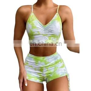2022 Women Swimwear Push Up Swimsuit Tie Dye Bikini Yoga Set Swimming Suit Bandage Sexy Summer Bathing Suit thumbnail-1