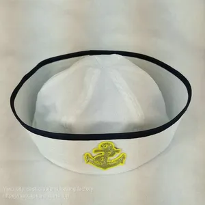 Flat White Navy Hat Cross-border Trade Captain Captain Cap Beach Yacht Party Anchor Sailor Hat Hat thumbnail-1