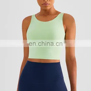 Factory Wholesale Custom Built In Bra Fixed Pads Crop Top Sport Tank Top Workout Running Gym Fitness Wear Clothing For Women thumbnail-4
