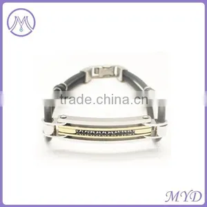 Gold Plated Stainless Steel Religion Plate Silicone Bracelet For Men thumbnail-4