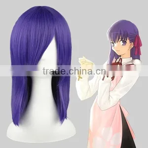 High Quality 45cm Short Straight Touhou Project Wig Kumoi Ichirin Light Purple Wig Synthetic Anime Wig Cosplay Hair Wigs thumbnail-1