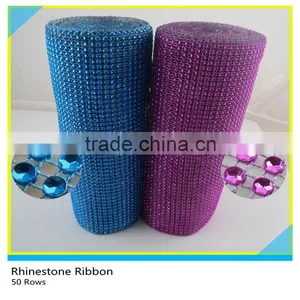 5 Yards 50 Rows Acrylic Rhinestone Banding Ribbon Trim Plastic Diamond Rhinestone Mesh thumbnail-1