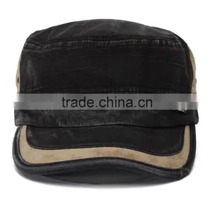 Top Quality Low Price Wholesale Adjustable Back Closure Vintage Washed Cotton India Flat Top Manufactures Caps Military Cap thumbnail-2