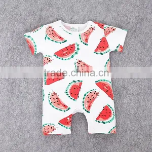Summer New Style Boutique Design Pure Cotton Wearing Cute Watermelon Toddler Rompers thumbnail-2