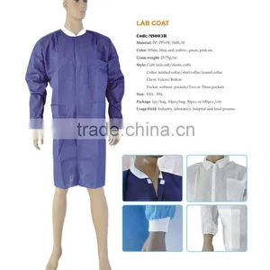 Disposable Lab Coat Knitted Collar and Cuff Medical Lab Coat thumbnail-1