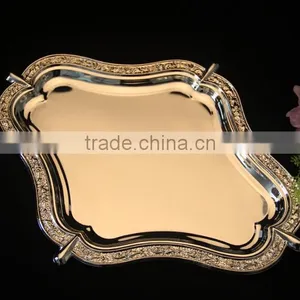 AN377 ANPHY FDA European Style Real Silver Plating Cake Dessert Nut Plate Wedding Decoration Metal Plate Tray Holder Display thumbnail-2