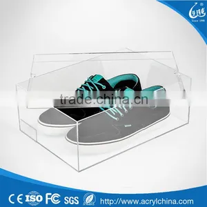 Clear Drop Front Acrylic Shoe Box Display With Lid thumbnail-1