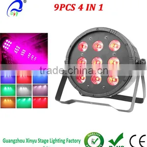 9 x 10W LED Par Light RGBW PAR 64 90W DMX512 Slim Effect DJ Stage Lighting thumbnail-1