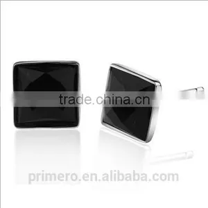 925 Sterling Silver Black Agate Mens Tanishq Diamond Stud Earrings Factory Wholesale thumbnail-2