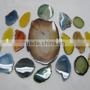 Polish Irregular Natural Agate Slice Dyed Different Size thumbnail-1