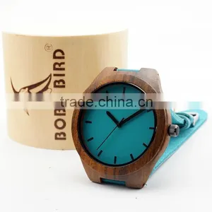 Newest Ebony Wood Wristwatches Blue Causal Watch Genuine Leather Wooden Fasion Watches for Men Women Best Gifts With Gift Box thumbnail-3