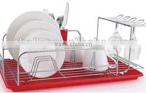 LBY Functioanl Red Dish Drying Rack With Tray and Cutlery Holder thumbnail-1