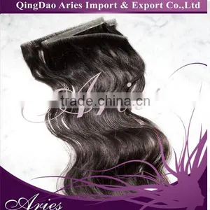 Remy Hand Tied Human Hair Weft Extensions Skin Weft PU Silky Straight thumbnail-1