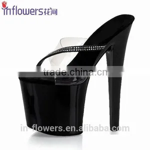 Black Fashion Stilettos Lady's Sexy Shoes Very High Heel Slippers thumbnail-2