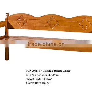 Solid Rubber Wood Long Cheap Bench Chair 5' thumbnail-1
