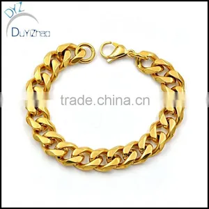 Gold Men's Jewelry Stainless Steel Cuban Chain Bracelet thumbnail-1