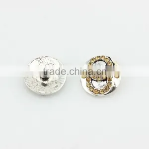 Custom Metal Snap Button Citrine Crop Circle Crystal Snap On Interchangeable Bracelet thumbnail-1