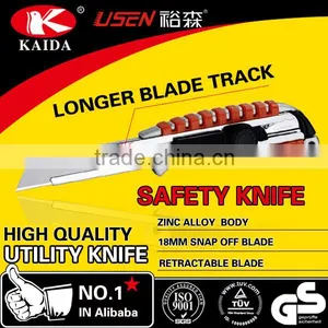 Tool Cutter Auto Retractable Safety Hook Blade Zinc Alloy Utility Cutter Knife thumbnail-2