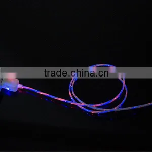 Colorful Flat Micro USB Cable With LED Light for IPhone thumbnail-5