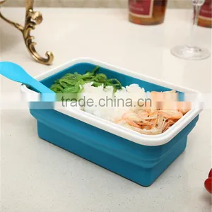Silicone Collapsible Food Storage Container With Plastic Lid and Spoon, Food Grade Customized Custom Silicone Rubber Container thumbnail-1