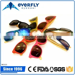 High Quality CE FDA Wholesale Beautiful Fancy Color TR90 Front Sunglasses Bamboo Wooden Sunglasses Mirror Lens thumbnail-1