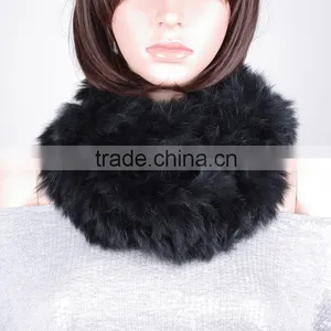 Black Women Fur Scarf With Rabbit Fur/knitted Rabbit Fur Scarf for Girls KZ150125 thumbnail-1