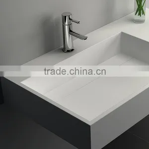 Modern Bathrooms Wash Basin for Hotel , Wall Hung Acrylic Solid Surface Wash Basin,Artificial Stone Washing Basin thumbnail-4