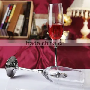 Clear Lead Free Normal Glass Champagne Drinking Glass Set With Metal Stand thumbnail-1