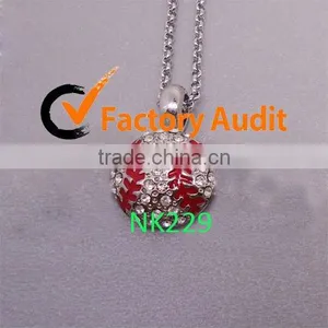 NK229 Rhinestone Baseball Charm Pendant Necklace/ Jewelry Findings thumbnail-1