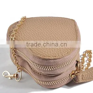 Khaki PU Coin Purse Mini Size Heart Shape Coin Case for Lady thumbnail-3