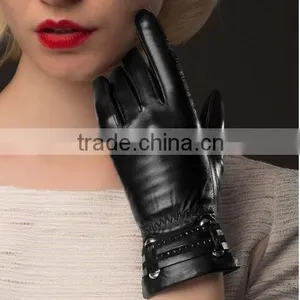 Fashionable Leather Gloves For Women Classic Black Leather Gloves For Women thumbnail-5