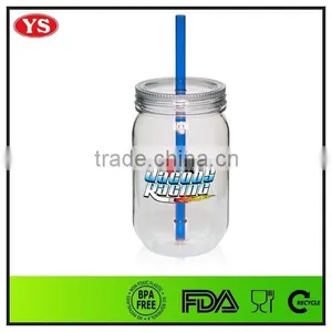 20oz Bpa Free AS Plastic Mason Jar Drinking Mugs With Straw thumbnail-6