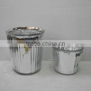 Mini Unique Home Decoration Electroplating Silver Glass Flower Pot thumbnail-1