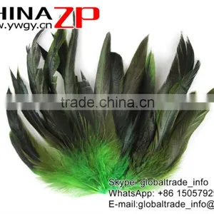 Top Supplier ZPDECOR Bulk Sale Wonderful Quality Dyed Kelly Green Half Bronze Rooster Schlappen Feathers for Sale thumbnail-2