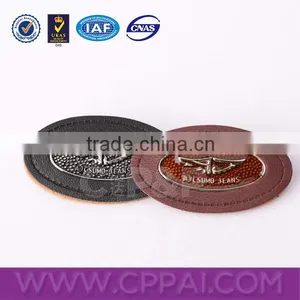 Oval Epoxy Custom Logo Down Jeans Leather Label for Jeans thumbnail-1