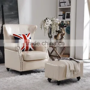 Long Back Wing Leather Sofa Chair Made in China thumbnail-1