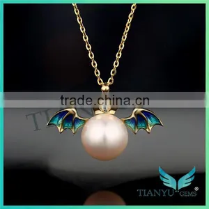 Wholesale Fashion 14k Gold Demon Pearl Pendants Charms Necklace thumbnail-1
