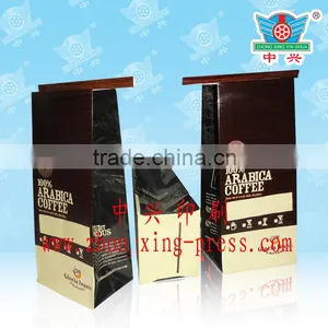 High Barrier Foil Coffee Bean Packaging Bags With Valve and Block Bottom thumbnail-5
