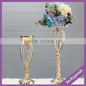 New Arrival Fashion Plated Gold Flower Stand for Wedding Event Tabel Decoration thumbnail-1