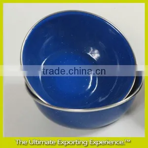 Enamel Bowl,Enamel Bowl With Stainless Steel Rim thumbnail-1