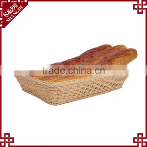 Cheap Wholesale Large Size Bread Dispaly Basket PE Wicker Hand Weave Bakery Baskets thumbnail-1