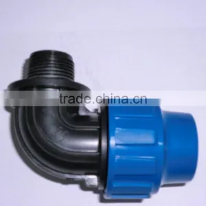 PP Compression Fitting 90 Degree Elbow PE Pipe Fitting With Threaded thumbnail-1