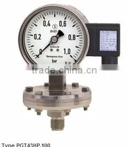 Diaphragm Pressure Gauges With Electrical Output Signal Stainless Steel, Safety Case Version Types PGT43HP.100 and PGT43HP.160 thumbnail-1