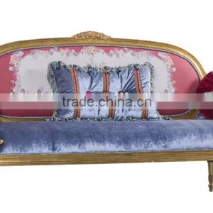 Concise Design European Living Room Wood Carving Fabric Sofa Set thumbnail-1